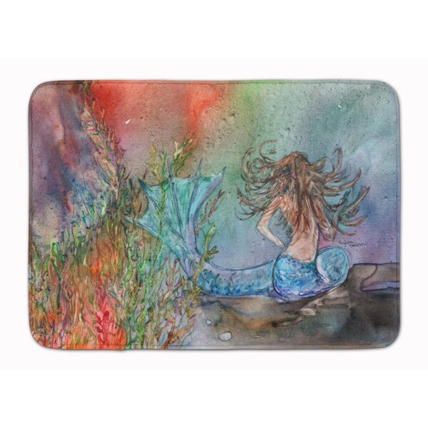 Carolines Treasures Brunette Mermaid Water Fantasy Machine Washable Memory Foam Mat 8972RUG - main